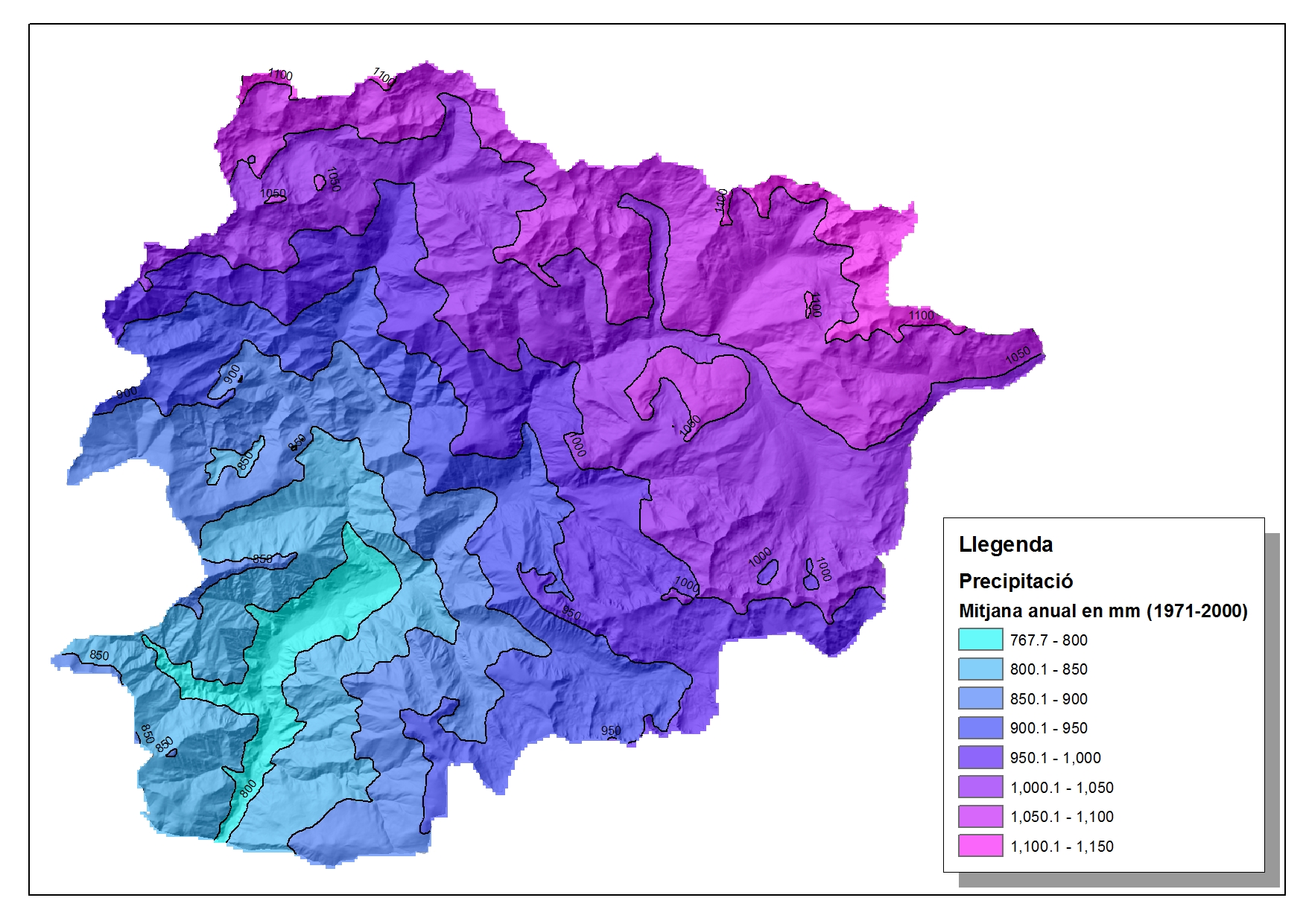 Balanç hídric. Precipitació mitjana anual.